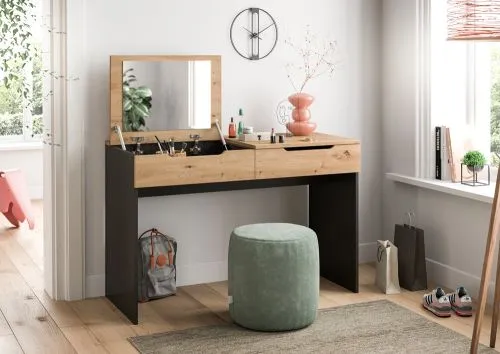 Schminktisch Canu mit Spiegel | grau / Artisan Eiche