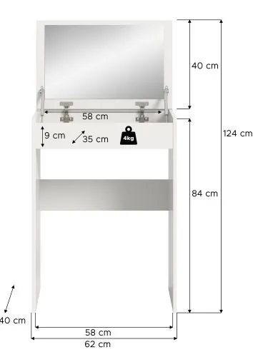 Schminktisch Canu mit Spiegel | weiß