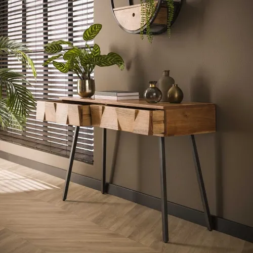 Schminktisch Malvine | mit 2 Schubkästen | Akazie massiv | naturell