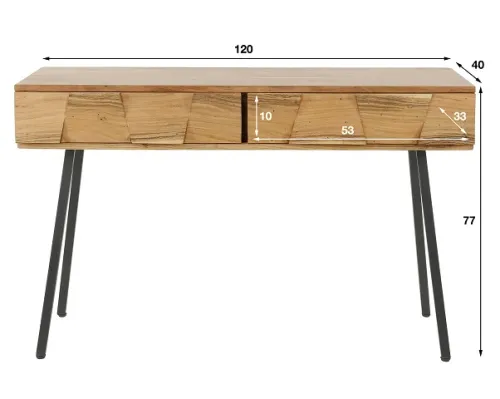 Schminktisch Malvine | mit 2 Schubkästen | Akazie massiv | naturell