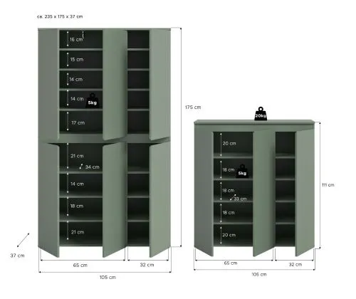 Schrankkombination Scarpa 2 | 2-teilig | Smoke green