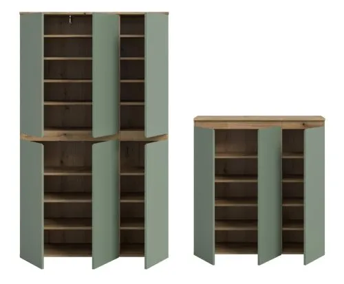 Schrankkombination Scarpa 2 | 2-teilig | Smoke green / Evoke Eiche