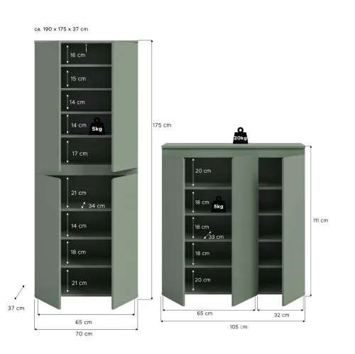 Schrankkombination Scarpa | 2-teilig | Smoke green
