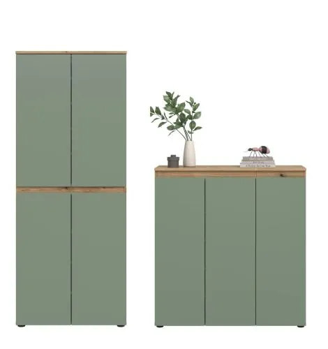 Schrankkombination Scarpa | 2-teilig | Smoke green / Evoke Eiche