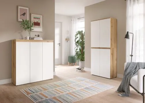 Schrankkombination Scarpa | 2-teilig | weiß / Evoke Eiche