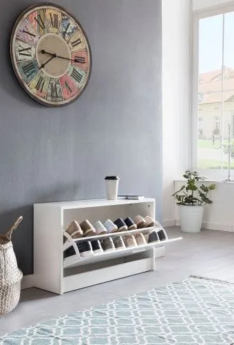Schuhbank Schuhschrank Zoey | mit Klappe | weiß