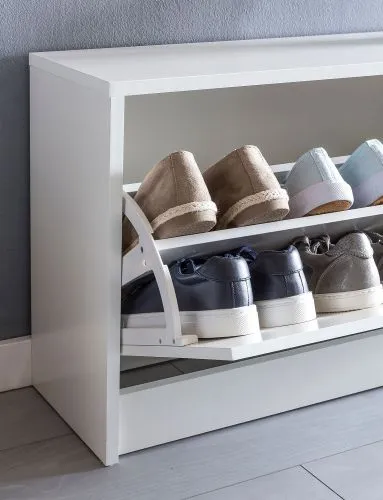 Schuhbank Schuhschrank Zoey | mit Klappe | weiß