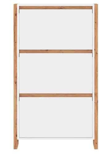 Schuhkipper Denver | mit Klappen | weiß / Artisan Eiche