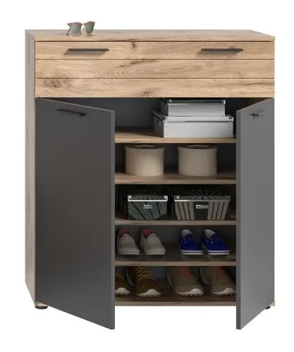 Schuhkommode Mason | Nox Oak / Basalt Grau