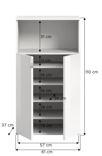 Schuhkommode Projekt X | weiß / weiß Hochglanz
