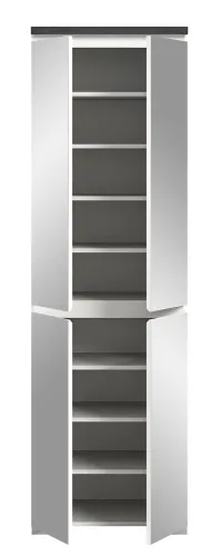 Schuhkommode Shoelove mit Schubkasten | weiß / Industrial grau | ohne Beleuchtung 60 cm x 193 cm x 40 cm