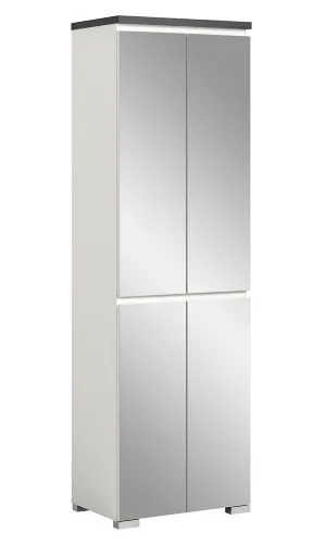 Schuhkommode Shoelove mit Schubkasten | weiß / Industrial grau | ohne Beleuchtung 60 cm x 193 cm x 40 cm