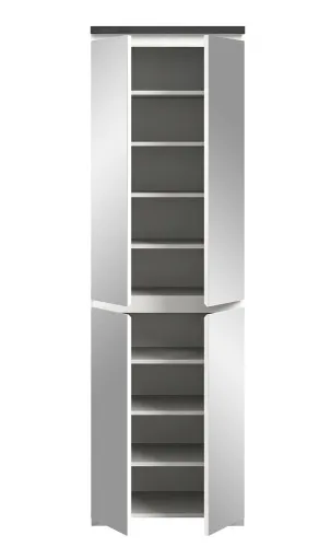 Schuhkommode Shoelove mit Schubkasten | weiß / Industrial grau | ohne Beleuchtung 60 cm x 193 cm x 40 cm