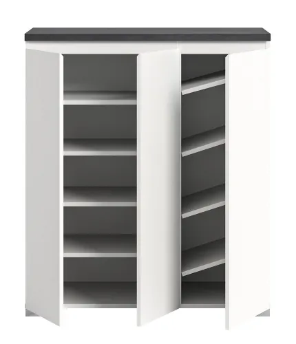 Schuhkommode Shoelove mit Schubkasten | weiß / Industrial grau | ohne Beleuchtung 95 cm x 109 cm x 40 cm