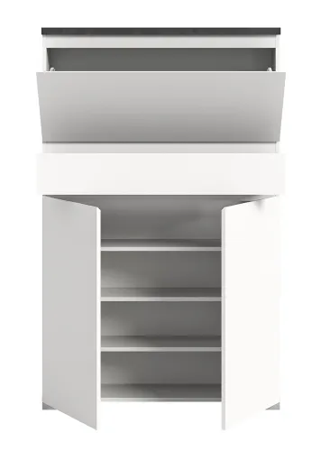 Schuhkommode Shoelove mit Schubkasten | weiß / Industrial grau | verschiedene Größen