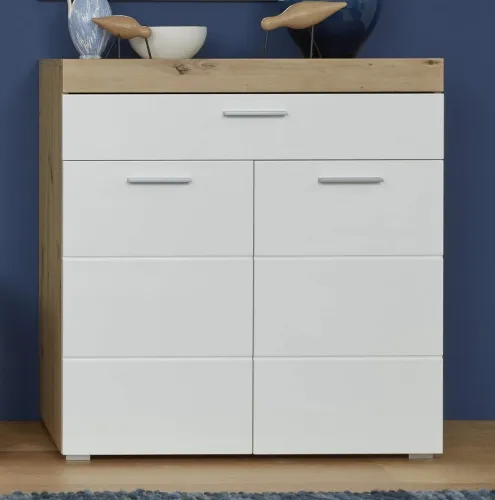 Schuhschrank Amanda | weiß Hochglanz / Eiche Asteiche