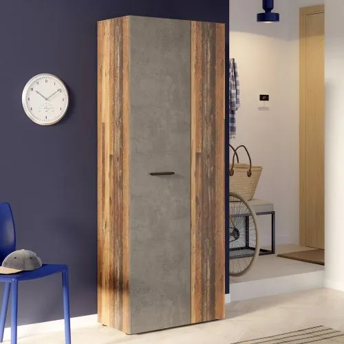 Schuhschrank Drehtürenschrank Net106 | 2-türig | Old Wood Vintage / Beton grau