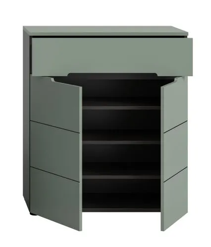 Schuhschrank | Kommode Canu | Smoke Green / Basalt grau