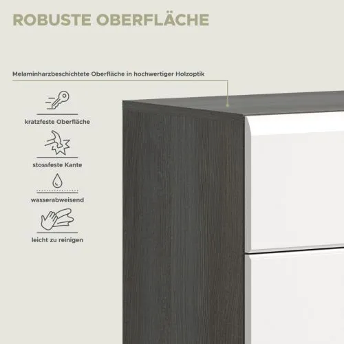 Schuhschrank | Kommode Salsa | weiß Hochglanz / rauchsilber