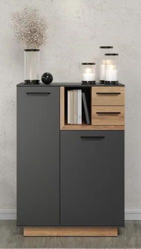 Schuhschrank Kommode Synnax | anthrazit grau / Coast Evoke Eiche