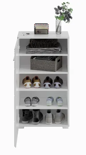 Schuhschrank Linus | weiß Hochglanz