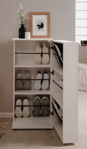 Schuhschrank Satos | weiß | 50 cm x 110 cm x 34 cm