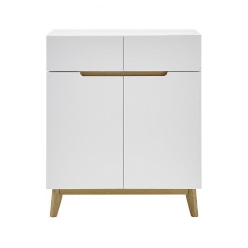 Schuhschrank Schuhkommode Cervo | weiß matt / Asteiche massiv