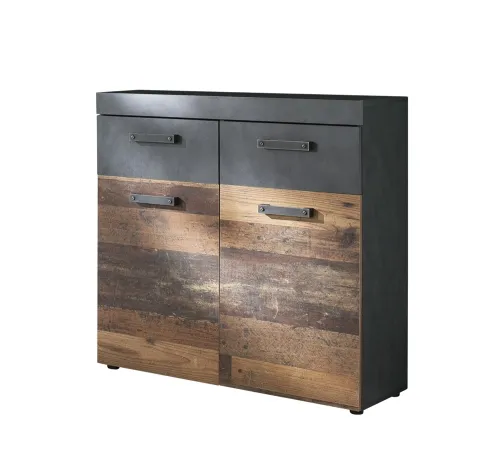 Schuhschrank Schuhkommode Indy | Old Used Wood / Matera grau | Shabby Look