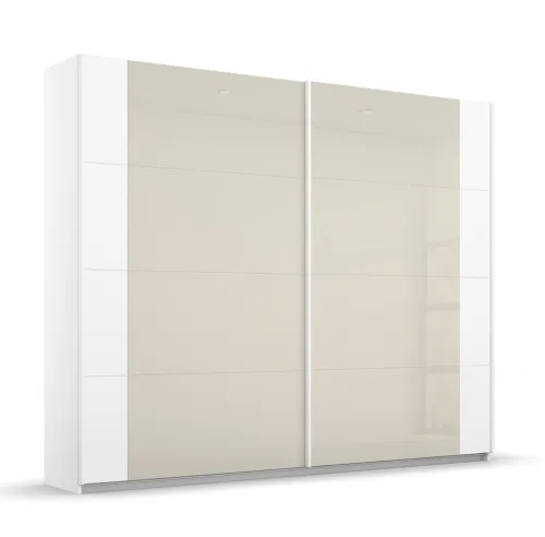 Schwebetürenschrank Artemis | mit Glastüren | alpinweiß / champagner | verschiedene größen