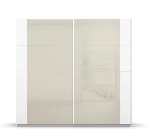 Schwebetürenschrank Artemis | mit Glastüren | alpinweiß / champagner | verschiedene größen