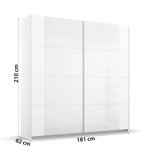 Schwebetürenschrank Artemis | mit Glastüren | alpinweiß / weiß | verschiedene größen