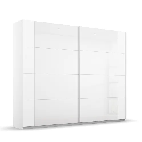 Schwebetürenschrank Artemis | mit Glastüren | alpinweiß / weiß | verschiedene größen