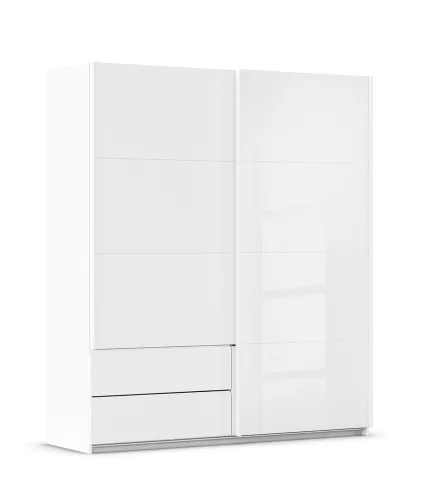 Schwebetürenschrank Elara mit Glas | alpinweiß / weiß | verschiedene Größe