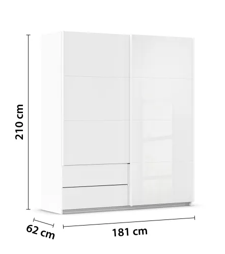 Schwebetürenschrank Elara mit Glas | alpinweiß / weiß | verschiedene Größe