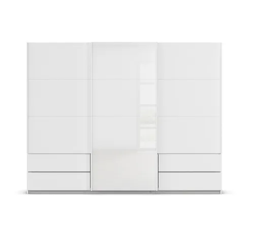 Schwebetürenschrank Elara mit Glas | alpinweiß / weiß | verschiedene Größe