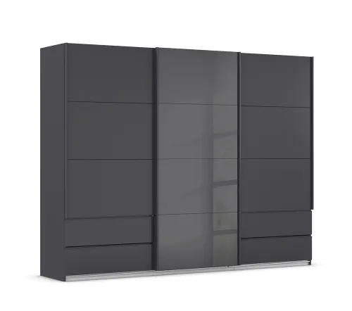 Schwebetürenschrank Elara mit Glas | grau metallic / basalt grau | verschiedene Größe