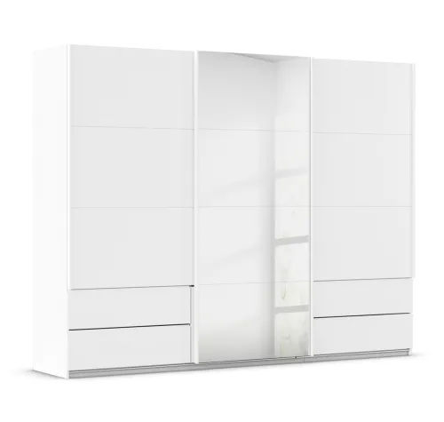 Schwebetürenschrank Elara mit Spiegel | alpinweiß | 271 x 210 x 62 cm