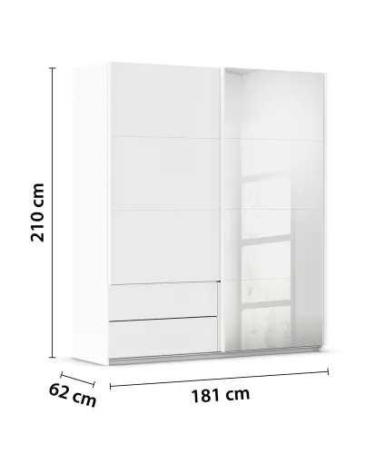 Schwebetürenschrank Elara mit Spiegel | alpinweiß | verschiedene Größe