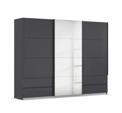 Schwebetürenschrank Elara mit Spiegel | grau metallic | verschiedene Größe