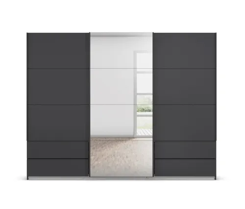 Schwebetürenschrank Elara mit Spiegel | grau metallic | verschiedene Größe