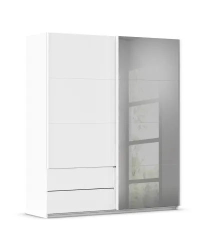 Schwebetürenschrank Elara mit Spiegel in grau | alpinweiß | verschiedene Größe