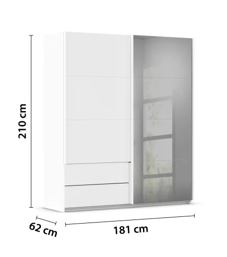 Schwebetürenschrank Elara mit Spiegel in grau | alpinweiß | verschiedene Größe