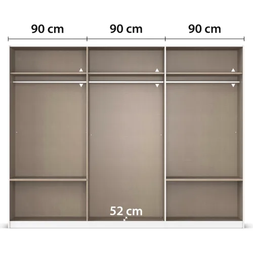 Schwebetürenschrank Elara mit Spiegel in grau | grau metallic | 271 x 210 x 62 cm