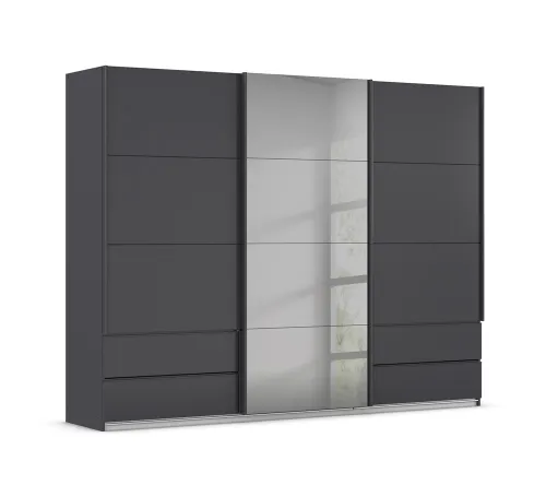 Schwebetürenschrank Elara mit Spiegel in grau | grau metallic | verschiedene Größe