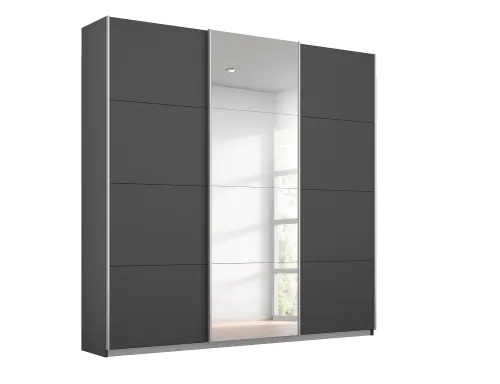 Schwebetürenschrank Kulmbach | 3-türig | mit Spiegel & Zubehör | grau metallic | 203x229