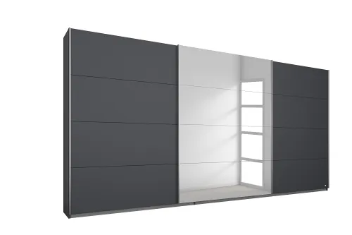 Schwebetürenschrank Kulmbach | 3-türig | mit Spiegel & Zubehör | grau metallic | 360x210