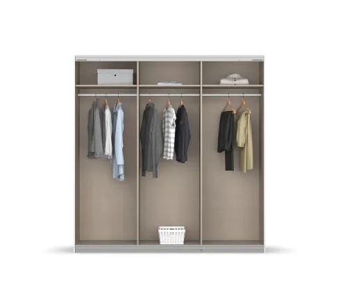Schwebetürenschrank Kulmbach | 3-türig | mit Spiegel & Zubehör | weiß Hochglanz / alpinweiß | 203x210