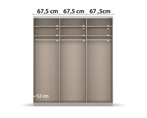 Schwebetürenschrank Kulmbach | 3-türig | mit Spiegel & Zubehör | weiß Hochglanz / alpinweiß | 203x229