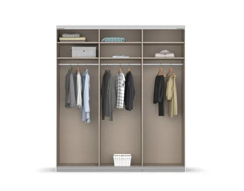 Schwebetürenschrank Kulmbach | 3-türig | mit Spiegel & Zubehör | weiß Hochglanz / alpinweiß | 203x229