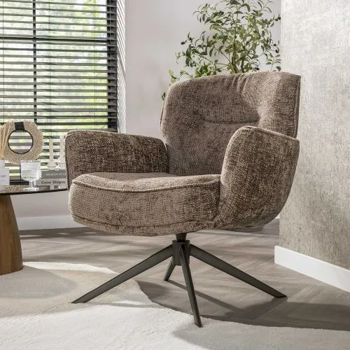 Sessel Duba | drehbar | Hoven-Stoff | champagne-braun